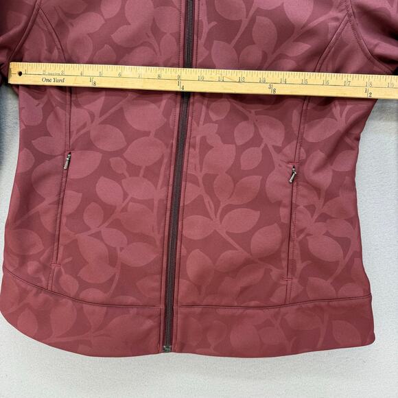 Patagonia Softshell Jacket Women's M Maroon Leaf Patterned Fleece Lined Outdoor - Picture 5 of 10